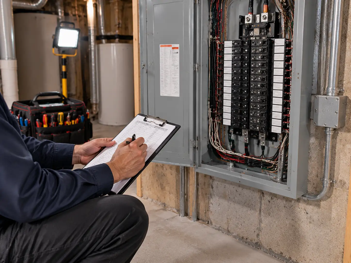 Commercial electrician answering a call in Oakville