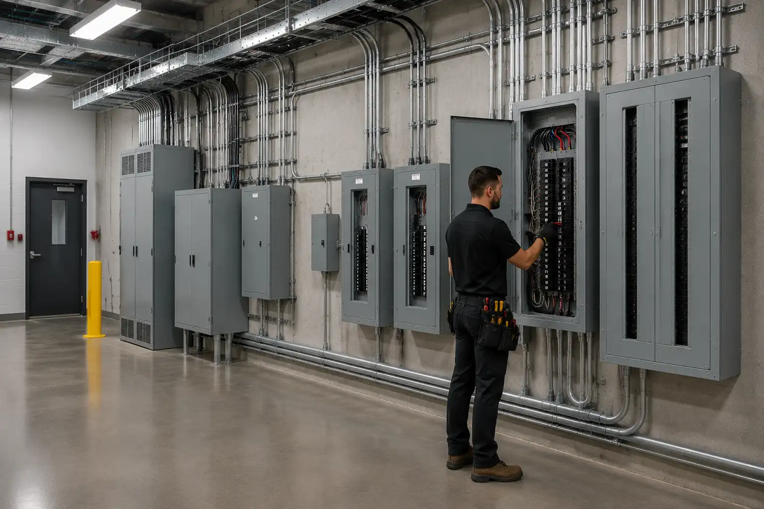 Industrial electrician planning work around a production shutdown in Oakville