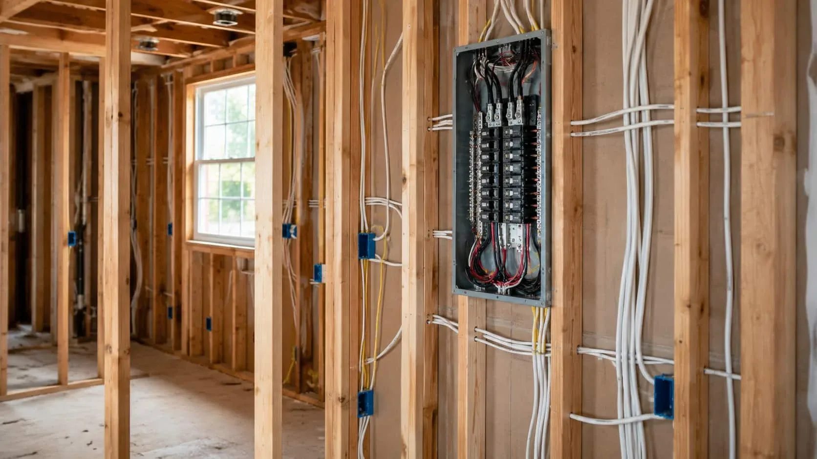 Commercial electrician wiring a commercial unit in Oakville